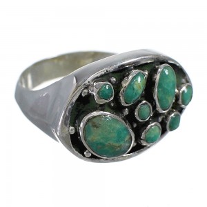 Southwest Authentic Sterling Silver Turquoise Ring Size 7-1/4 YX84548