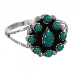 Southwestern Sterling Silver And Turquoise Ring Size 8-1/2 YX85293