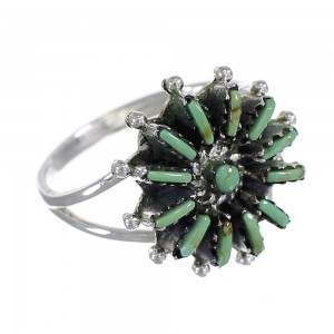 Silver Southwestern Turquoise Needlepoint Ring Size 5 QX84953