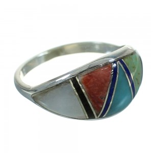 Southwest Multicolor Genuine Sterling Silver Ring Size 4-3/4 QX85669