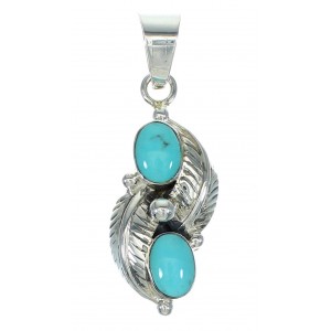 Southwest Silver Turquoise Leaf Pendant QX83392