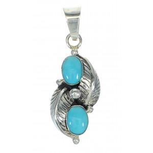 Southwest Sterling Silver Turquoise Leaf Pendant QX83395