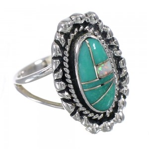 Sterling Silver Turquoise Opal Southwestern Ring Size 5 QX85904