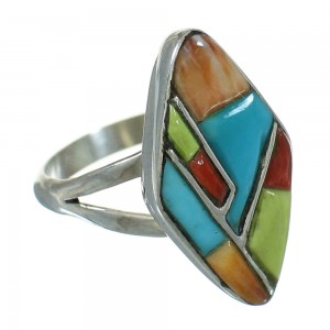 Genuine Sterling Silver And Multicolor Whiterock Ring Size 8 YX84105