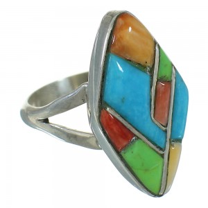 Multicolor And Genuine Sterling Silver Whiterock Ring Size 6-3/4 YX84136