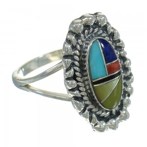 Multicolor And Sterling Silver Southwestern Ring Size 6-1/4 YX84231