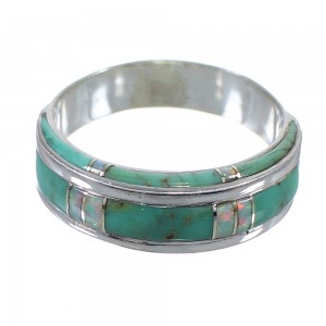 Turquoise And Opal Authentic Sterling Silver Ring Size 5-1/2 AX86898