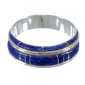 Lapis Inlay Sterling Silver Southwestern Ring Size 6 AX87086