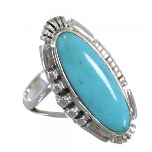 Southwestern Turquoise Sterling Silver Ring Size 5-3/4 QX86876