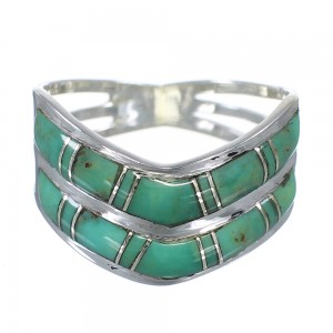 Southwestern Turquoise Genuine Sterling Silver Ring Size 7-1/2 YX92572