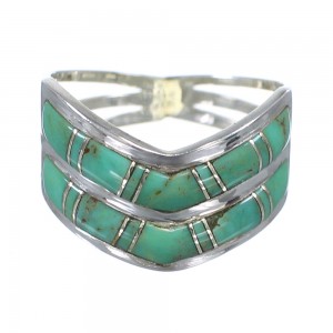 Southwestern Sterling Silver And Turquoise Ring Size 7-1/4 YX92646