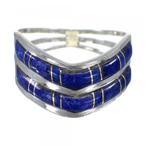 Authentic Sterling Silver Lapis Inlay Jewelry Ring Size 5-1/4 FX93502