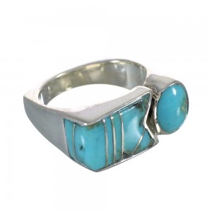 Turquoise Inlay Jewelry Authentic Sterling Silver Ring Size 5 AX90612