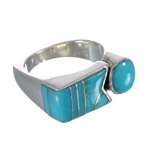 Turquoise Inlay Jewelry Silver Ring Size 6-1/4 AX90613