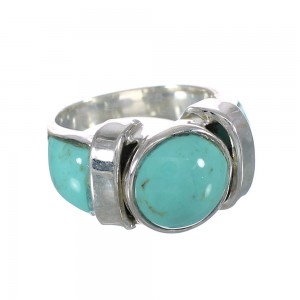 Turquoise Inlay Silver Southwestern Ring Size 4-1/2 AX90946