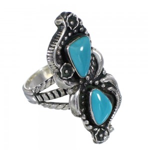 Southwest Sterling Silver Turquoise Jewelry Ring Size 7-1/2 FX93364