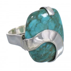 Genuine Sterling Silver And Turquoise Jewelry Ring Size 6-1/4 RX88742