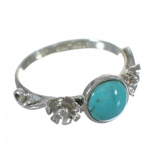 Authentic Sterling Silver Turquoise Flower Ring Size 7-3/4 FX91386