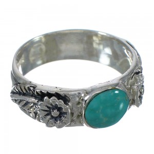 Flower Sterling Silver Turquoise Southwest Ring Size 7-1/2 YX90503