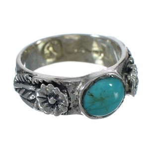 Flower Authentic Sterling Silver Turquoise Southwestern Ring Size 4-3/4 YX90517