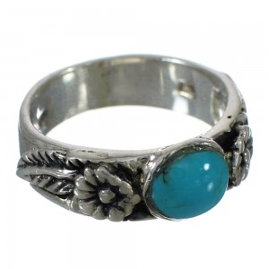 Flower Turquoise And Silver Southwest Ring Size 5-1/4 YX90648