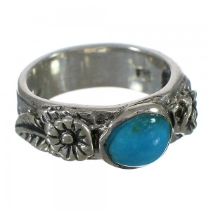 Southwest Turquoise Sterling Silver Flower Ring Size 5-1/2 YX90661