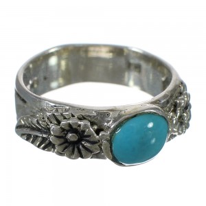 Southwest Silver And Turquoise Flower Ring Size 5-1/4 YX90687