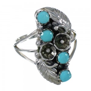 Authentic Sterling Silver Turquoise Southwest Jewelry Ring Size 7-1/2 FX90912