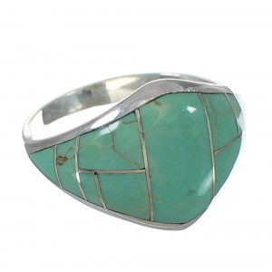 Sterling Silver Turquoise Inlay Ring Size 5-1/2 AX92823