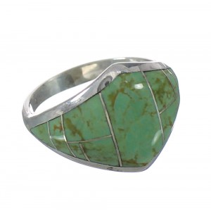 Southwest Sterling Silver Turquoise Inlay Ring Size 4-1/2 AX92838