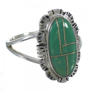 Turquoise Inlay Jewelry Sterling Silver Ring Size 5-1/4 AX92993