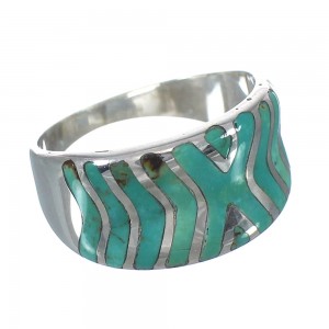 Turquoise Inlay Jewelry Silver Southwestern Ring Size 5-1/4 AX93083