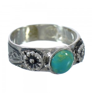 Southwestern Turquoise And Sterling Silver Flower Ring Size 8 YX91683