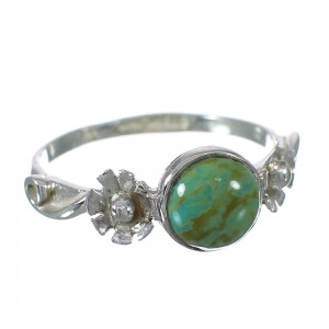 Silver And Turquoise Southwestern Flower Ring Size 5-1/2 YX90837