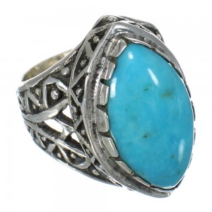 Genuine Sterling Silver Turquoise Southwest Jewelry Ring Size 8-1/4 FX93427