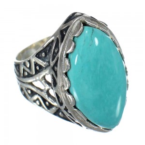 Southwest Sterling Silver Turquoise Ring Size 7-1/2 FX93442