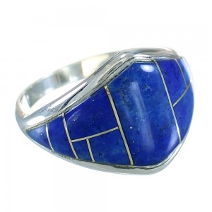Lapis And Sterling Silver Southwest Ring Size 7-1/2 YX87806