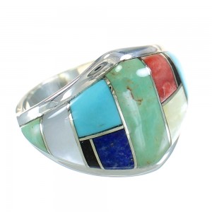 Multicolor Inlay Silver Southwest Ring Size 5 AX87799