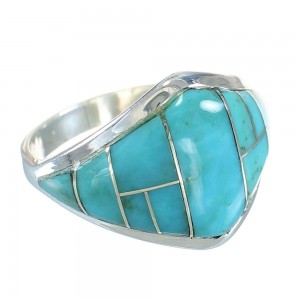 Southwest Turquoise Sterling Silver Jewelry Ring Size 6-1/4 AX87955