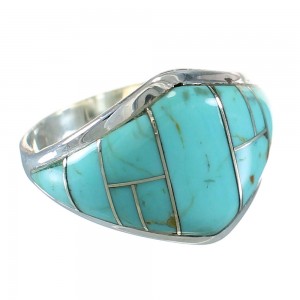 Turquoise Southwest Sterling Silver Ring Size 7-1/2 AX87967