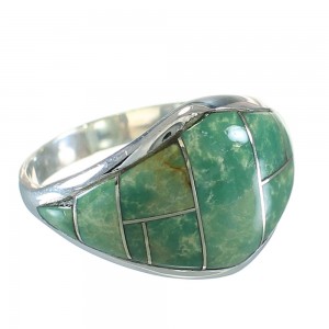 Turquoise Inlay Genuine Sterling Silver Southwestern Ring Size 5-1/2 AX88515