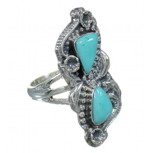 Silver Southwestern Turquoise Ring Size 7-1/2 AX89271