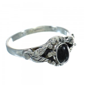 Silver And Jet Southwestern Ring Size 6-1/2 YX92355