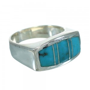 Silver Turquoise Inlay Ring Size 4-1/2 AX92159