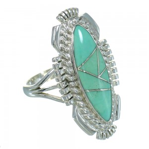 Authentic Sterling Silver And Turquoise Jewelry Ring Size 8-1/4 RX87049