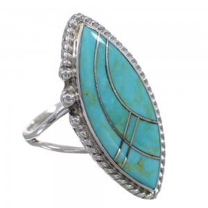 Silver Turquoise Jewelry Southwestern Ring Size 7-3/4 AX88001