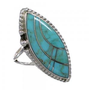 Silver Turquoise Ring Size 6-1/2 AX88009