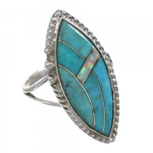 Turquoise Opal Genuine Sterling Silver Southwestern Ring Size 7-1/4 YX87902