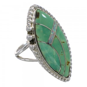 Southwestern Turquoise Opal Silver Ring Size 5-1/4 YX88829