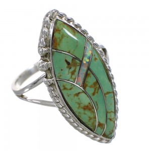 Southwestern Turquoise Opal Genuine Sterling Silver Ring Size 8-1/4 YX88833